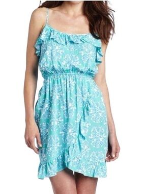 Lilly Pulitzer Kalen Lagoon Green Hey Sailor Flounce Ruffle Wrap Dress Size XS